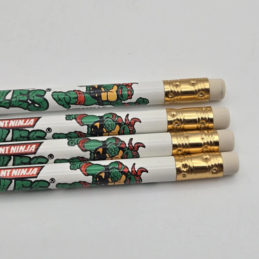 Vintage 90s Teenage Mutant Ninja Turtles Set Of 4 Unsharpened Pencils Mirage USA